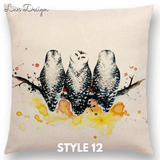 Linen Cushion Covers - Animals Watercolor Art