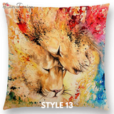 Linen Cushion Covers - Animals Watercolor Art