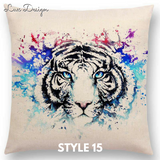 Linen Cushion Covers - Animals Watercolor Art