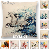 Linen Cushion Covers - Animals Watercolor Art