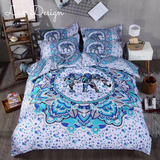 Aqua Elephant Mandala Bedding Set