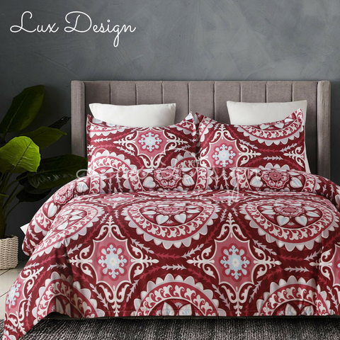 Red Medallion Bedding Set