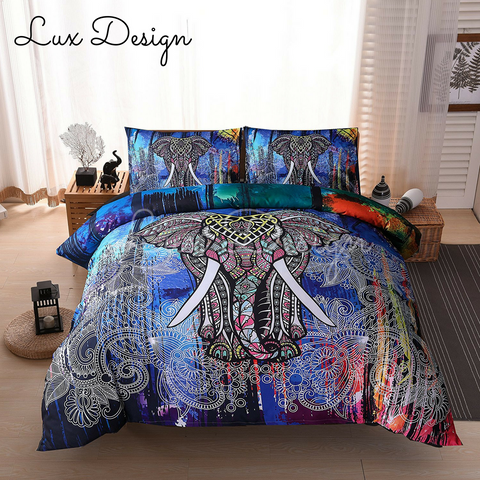 Vibrant Boho Elephant Bedding Set