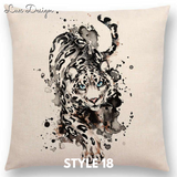 Linen Cushion Covers - Animals Watercolor Art