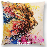 Linen Cushion Covers - Animals Watercolor Art