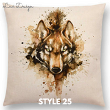 Linen Cushion Covers - Animals Watercolor Art