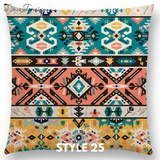 Linen Cushion Covers - Aztec Abstract Geometric Patterns