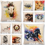 Linen Cushion Covers - Animals Watercolor Art