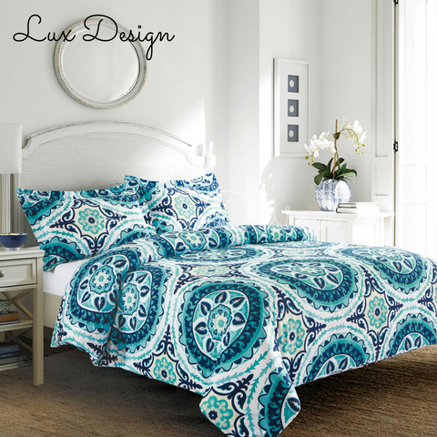 Aqua Medallion Bedding Set