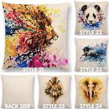 Linen Cushion Covers - Animals Watercolor Art