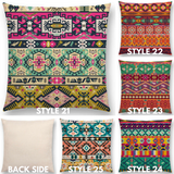 Linen Cushion Covers - Aztec Abstract Geometric Patterns
