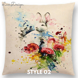 Linen Cushion Covers - Animals Watercolor Art