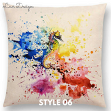 Linen Cushion Covers - Animals Watercolor Art