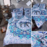 Aqua Elephant Mandala Bedding Set