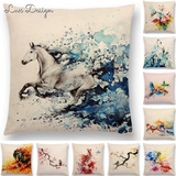 Linen Cushion Covers - Animals Watercolor Art