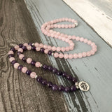 Rose Quartzs & Amethysts Necklace & Bracelet Lotus