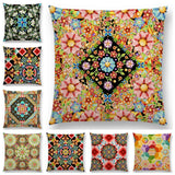 Linen Cushion Covers - Boho Millefiori Geometric Mandala designs