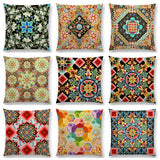 Linen Cushion Covers - Boho Millefiori Geometric Mandala designs
