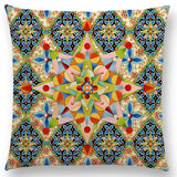 Linen Cushion Covers - Boho Millefiori Geometric Mandala designs