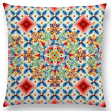 Linen Cushion Covers - Boho Millefiori Geometric Mandala designs
