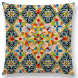 Linen Cushion Covers - Boho Millefiori Geometric Mandala designs