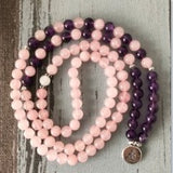 Rose Quartzs & Amethysts Necklace & Bracelet Lotus