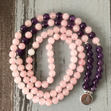 Rose Quartzs & Amethysts Necklace & Bracelet Lotus