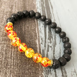 Lava Rock & Orange Resin Beaded Bracelet