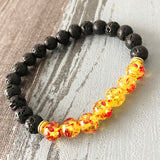 Lava Rock & Orange Resin Beaded Bracelet