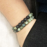 Turquoise & Lava Rock Bracelet - Set of 2