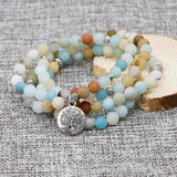 Amazonite Frosted 6mm Stone Bracelet Tree Of Life