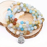 Amazonite Frosted 6mm Stone Bracelet Tree Of Life